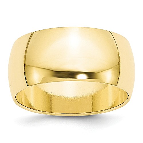 10k Yellow Gold 10mm Half Round Wedding Band Size 11
