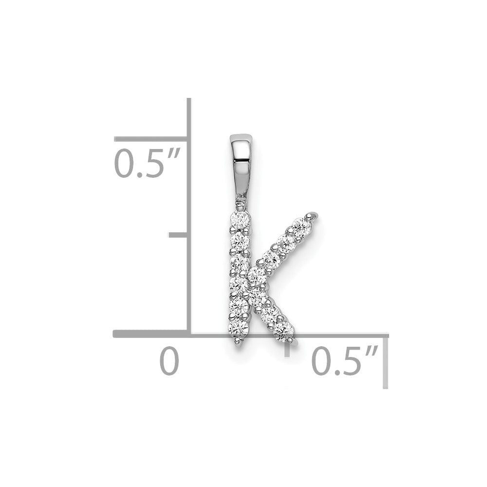 14k White Gold 1/8 carat Lab Grown Diamond VS/SI+ G+ Letter K Initial Pendant