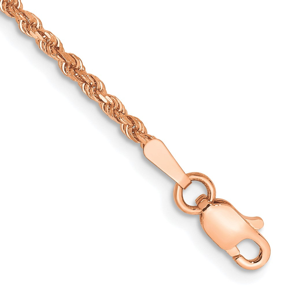 14K Rose Gold 7 inch 1.75mm Diamond-cut Rope with Lobster Clasp Chain 7 inches