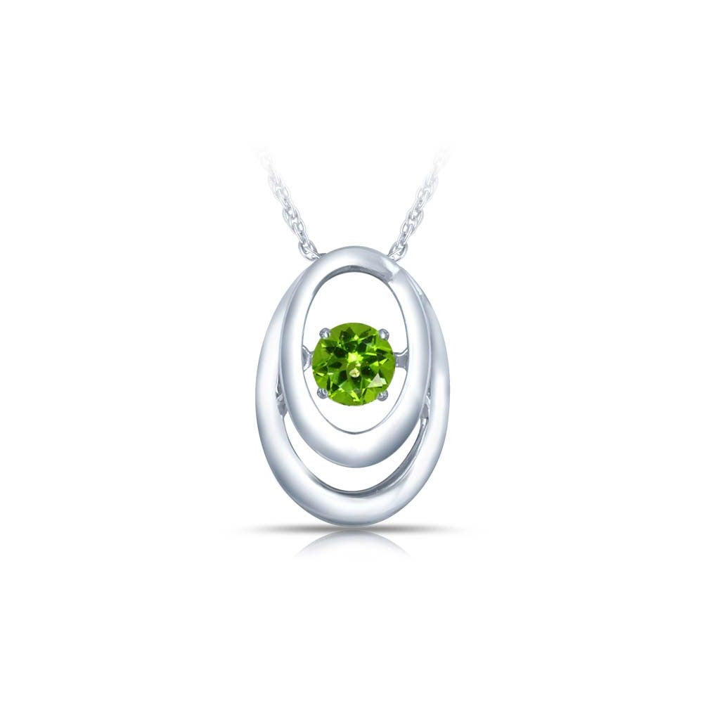 SS Pendant with Green Peridot 1=1/3 ctw W/chain