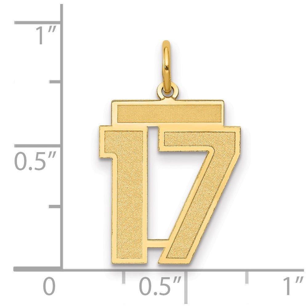 14k Medium Satin Number 17 Charm