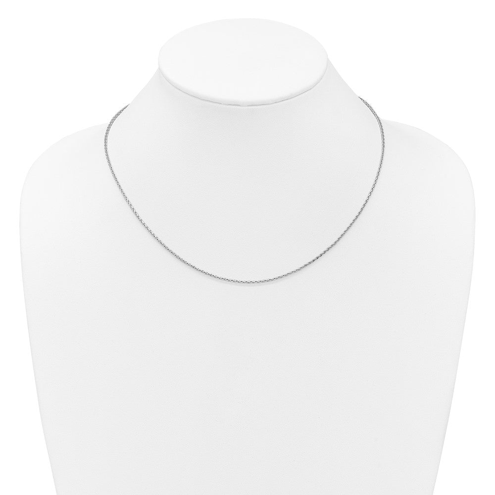 Sterling Silver RH-plt 1.6mm D/C Spiga 1in+1in Adjustable Chain