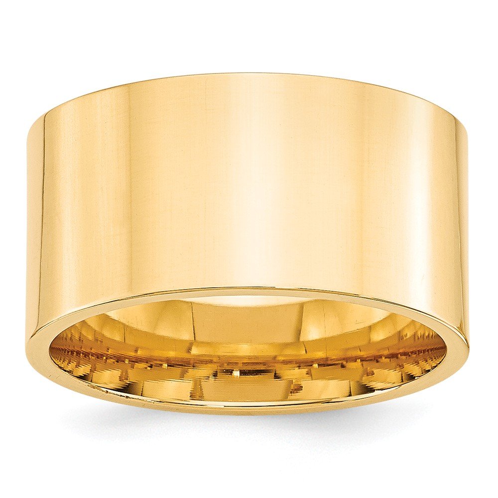 14k Yellow Gold 12mm Standard Weight Flat Comfort Fit Wedding Band Size 6