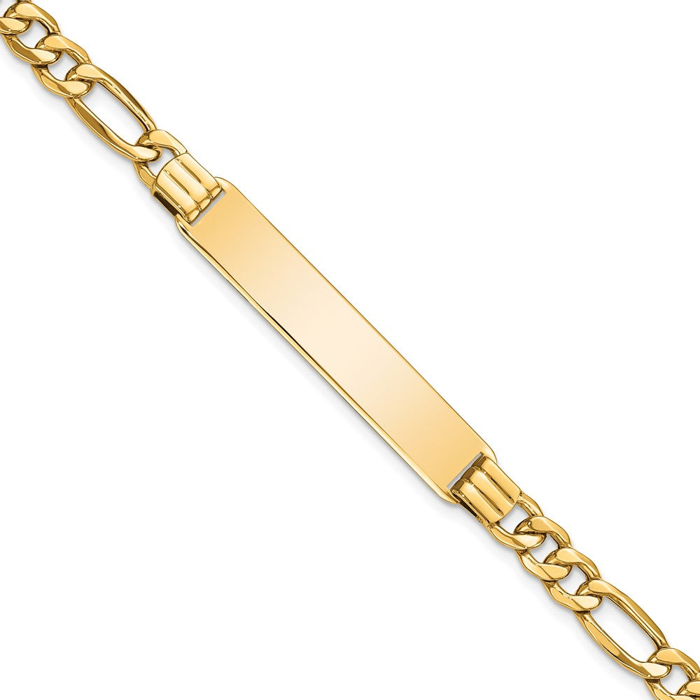 14k Semi-Solid Figaro Link ID Bracelet 7 inches