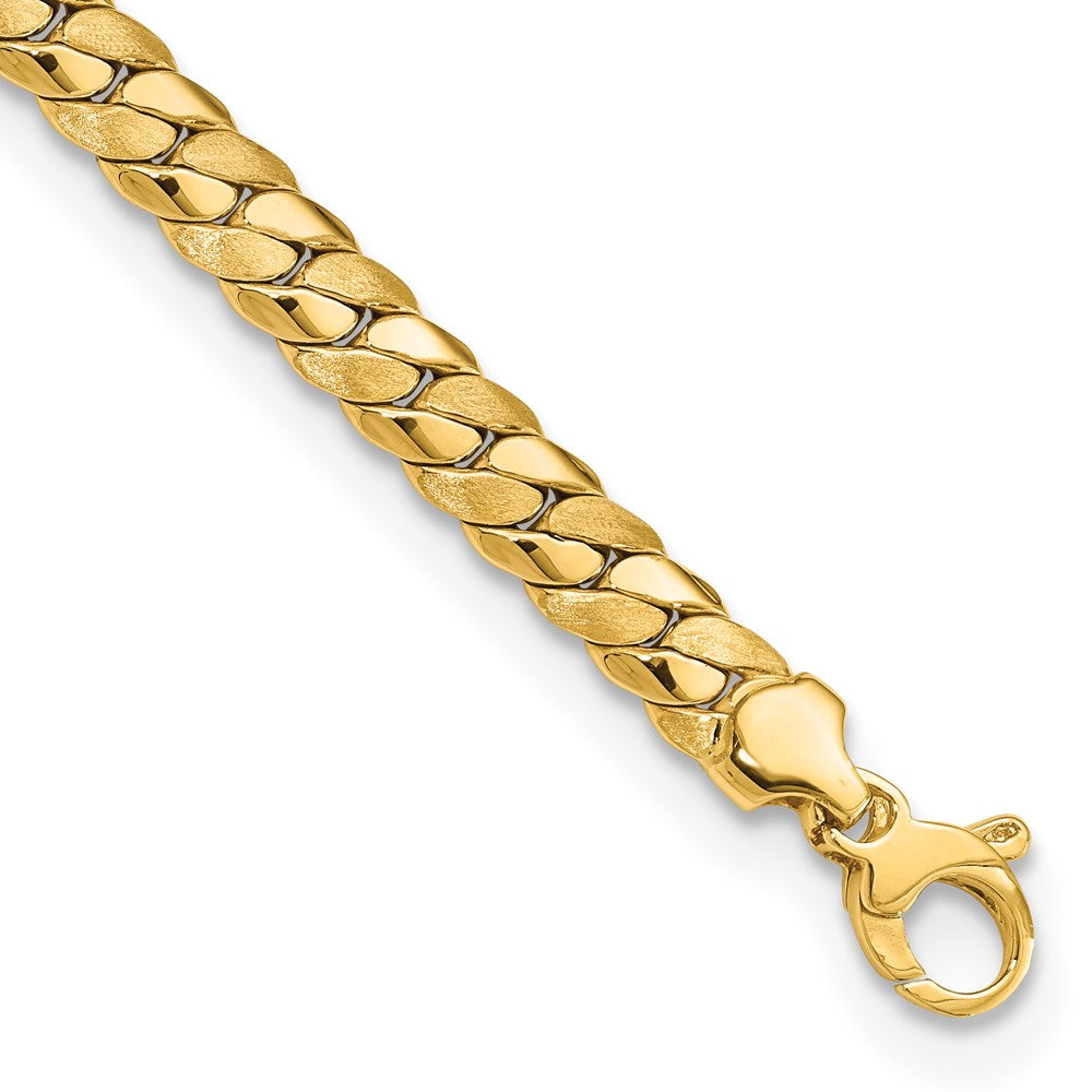 14k Satin and Polished 6.5mm Fancy Link Bracelet 7.75 inches