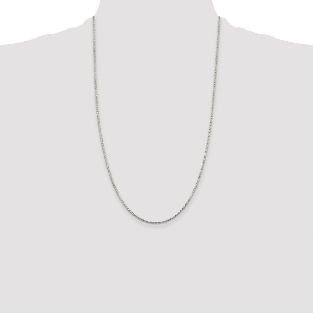 Sterling Silver Rhodium-plated 1.45mm Diamond-cut Round Spiga Chain