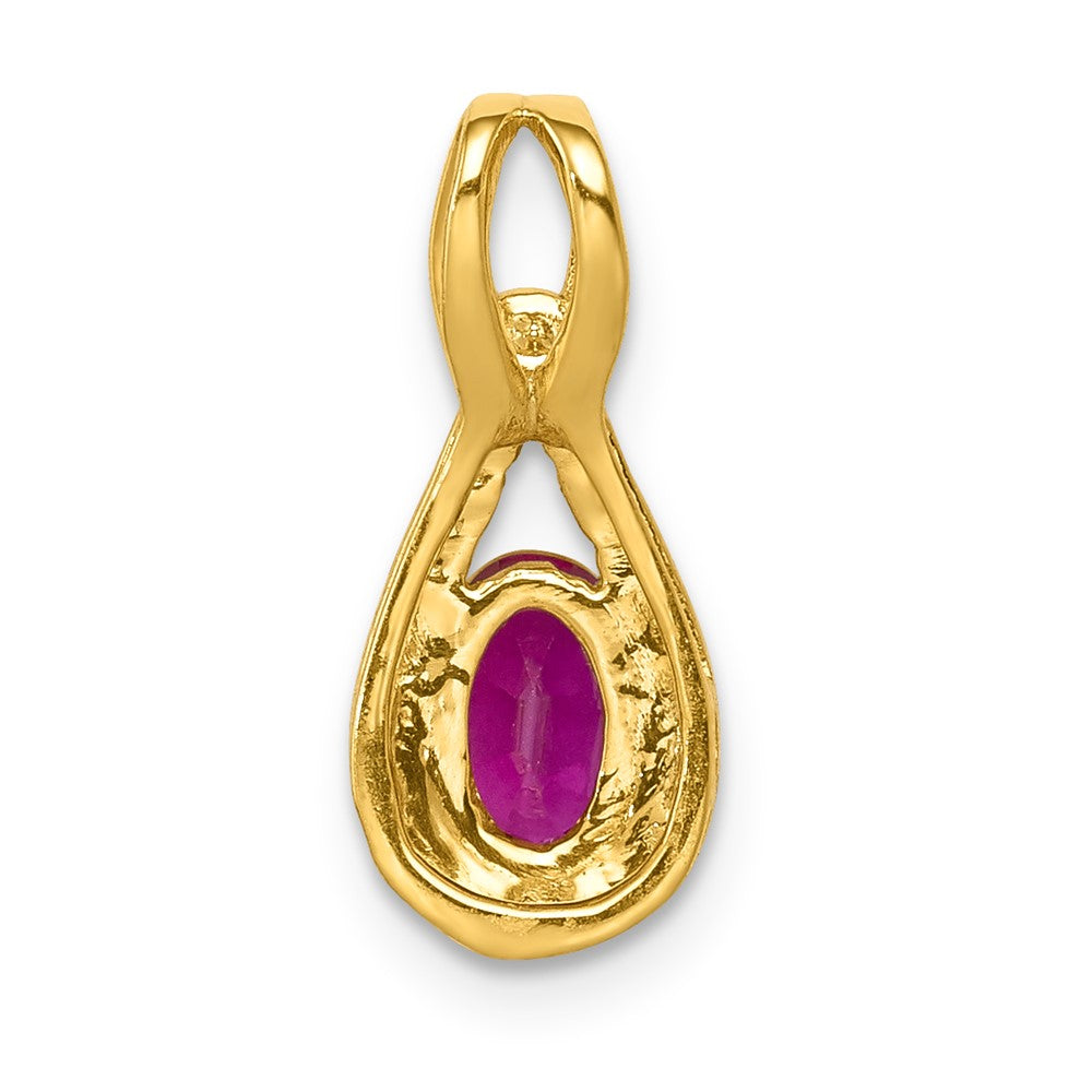 14k 1/10 carat Lab Grown Diamond VS/SI+ G+ and Lab Created Ruby Pendant