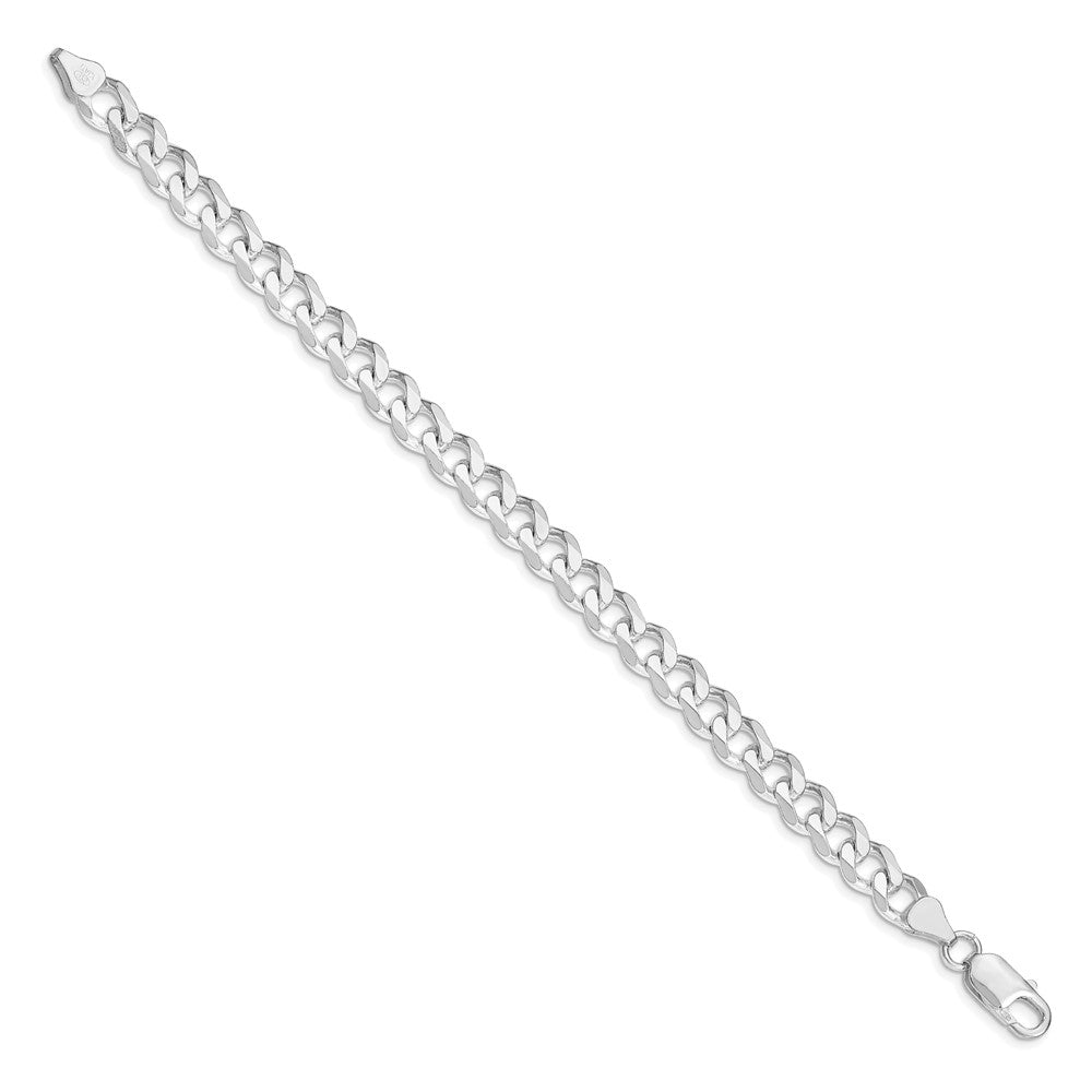 Sterling Silver Rhodium-plated 7.5mm Curb Chain 9 inches