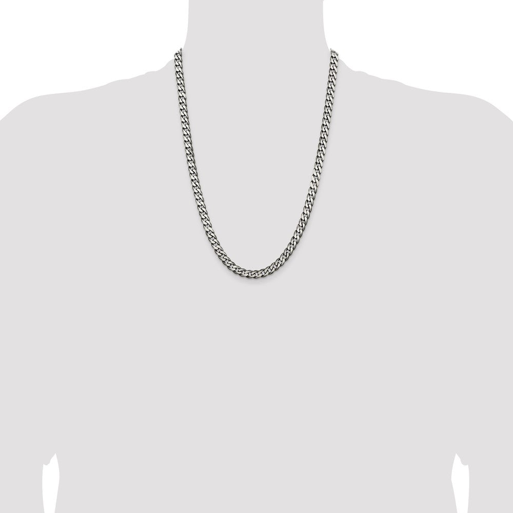 Sterling Silver Antiqued 6.5mm Curb Chain 24 Inches