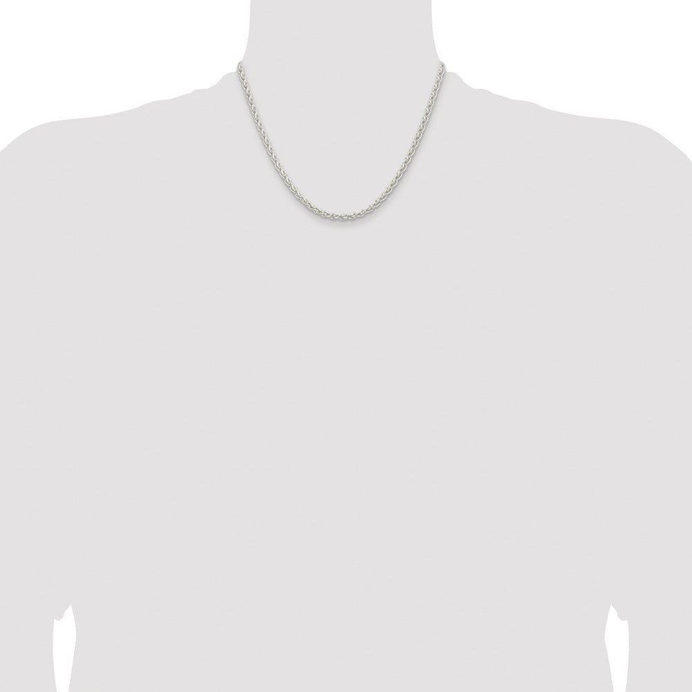 Sterling Silver Rhodium-plated 3.7mm Round Spiga Chain