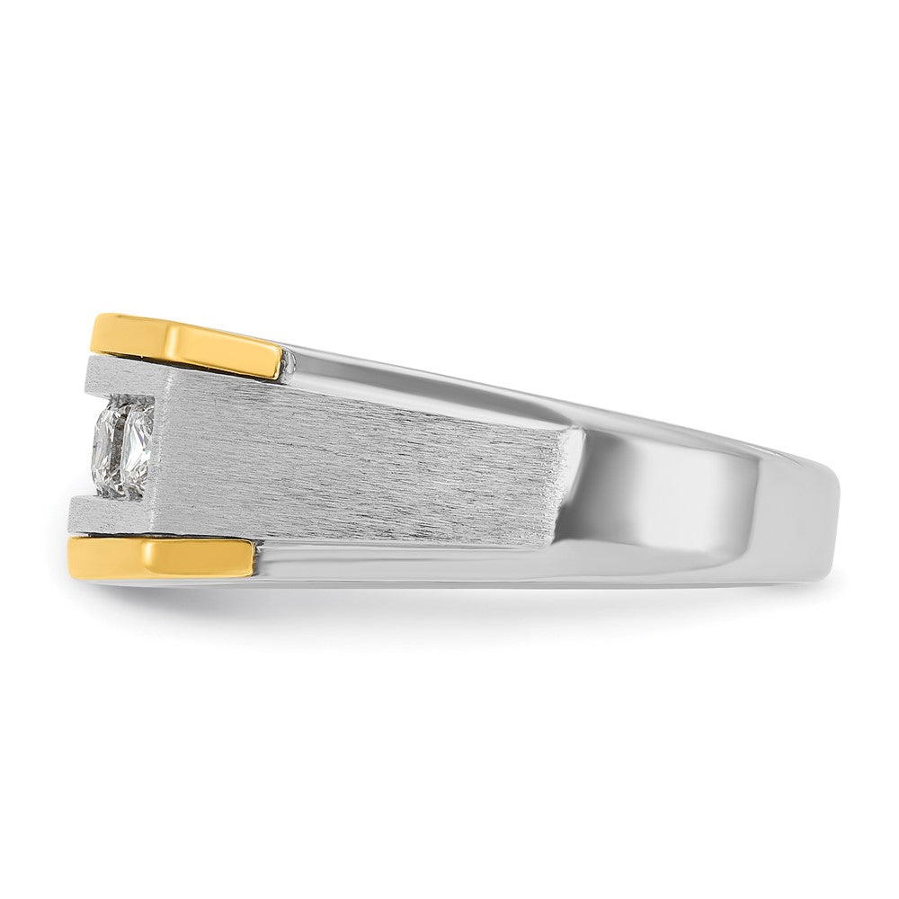 IBGoodman 14k Two-tone Men's Polished Satin and Grooved Square 5-StoneRing Mounting