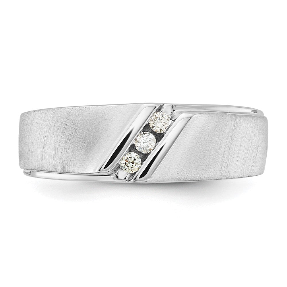 10K White Gold Polished & Brushed Diamond Ring