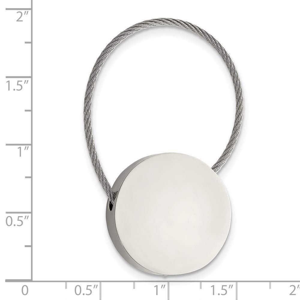 Stainless Steel Engravable Polished Cable Circle Key Ring Measures 54x21mm Wide - Jewelry for Men