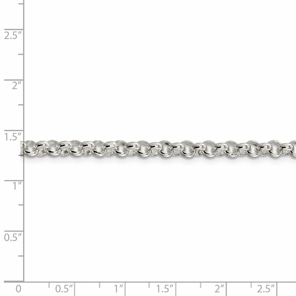 Amore La Vita Sterling Silver Rhodium-plated Polished 4.75mm 8 inch Half Round Belcher with Lobster Clasp Charm Bracelet 8 inches
