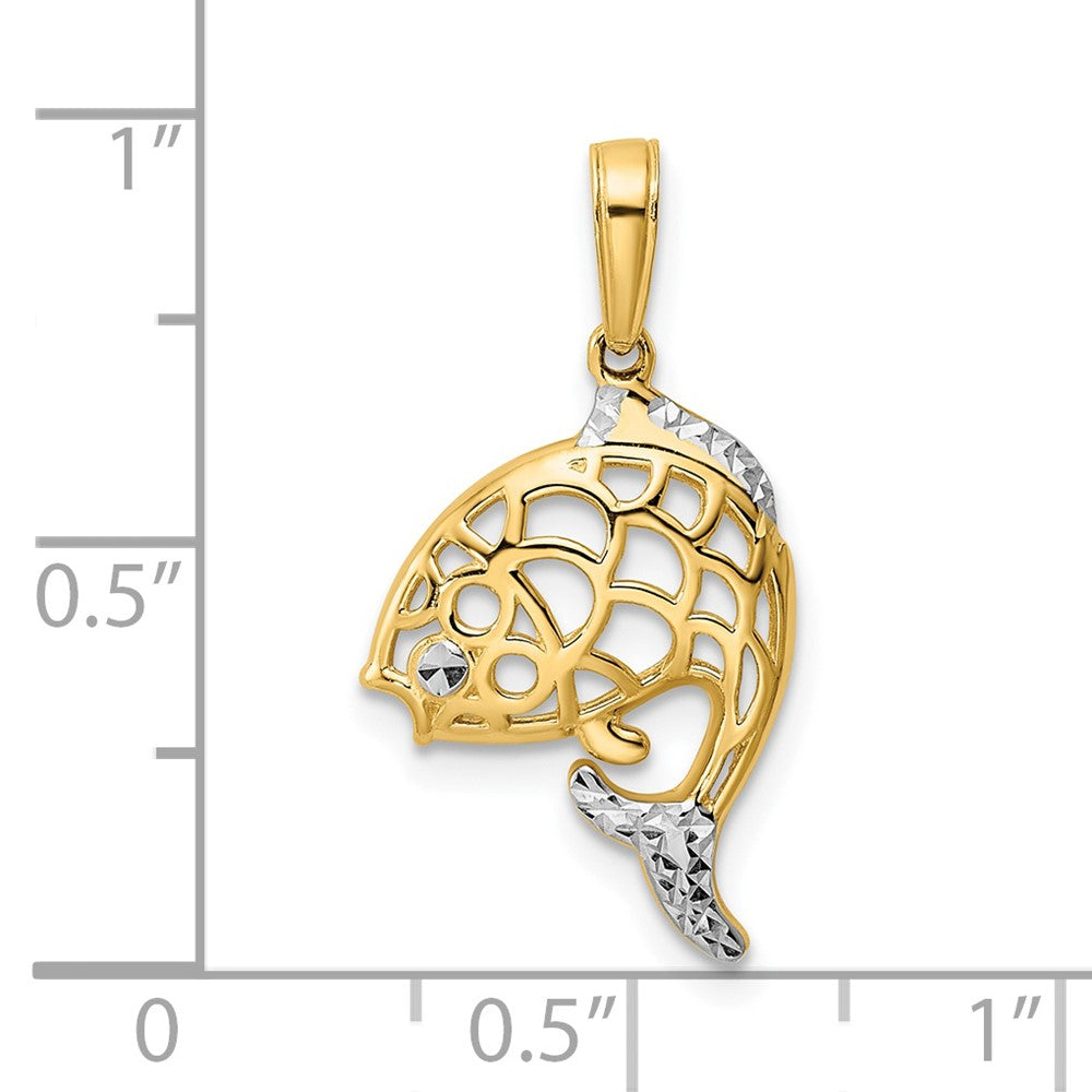 14k and White Rhodium D/C Fish Pendant