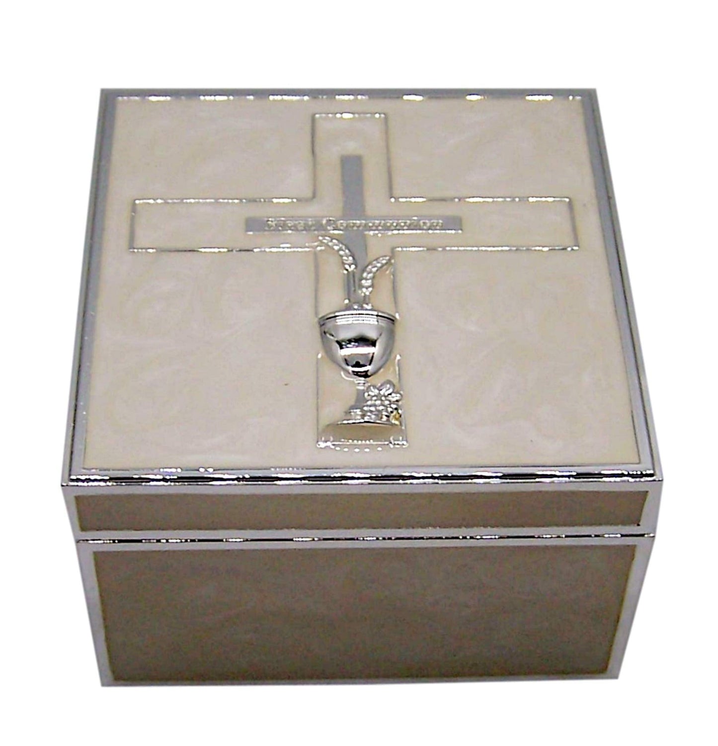 Roman 19963 Cross with Wheat and Chalice Keepsake Box, 2-inch Height