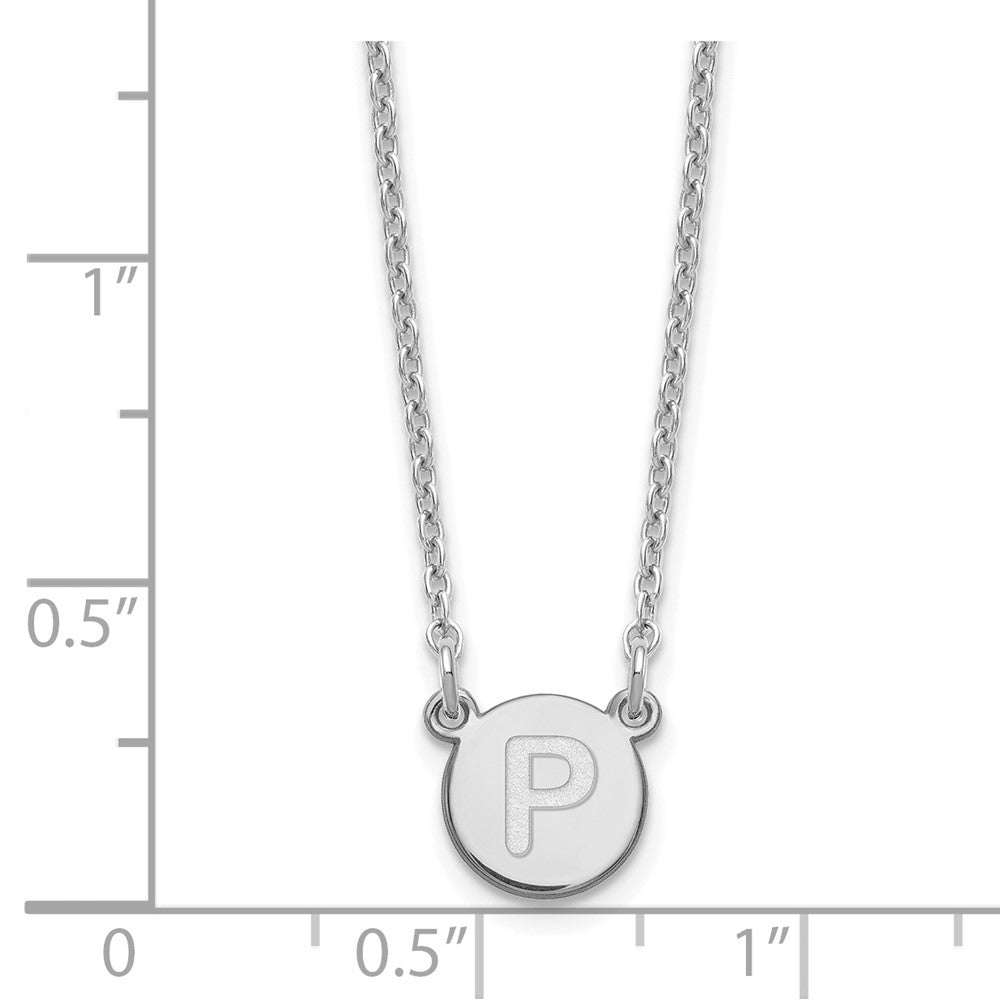 Sterling Silver Rhodium-plated Tiny Circle Block Letter P Initial Necklace
