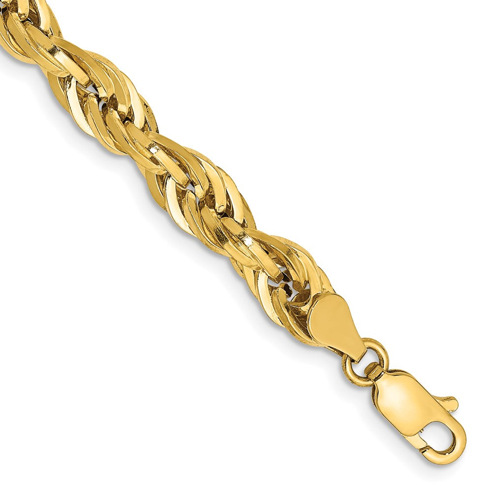 14K 7 inch 5.4mm Semi Solid Rope with Lobster Clasp Chain 7 inches