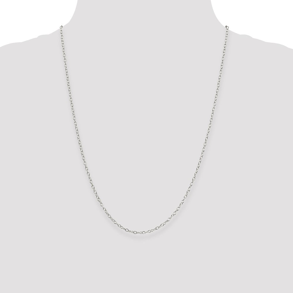 Sterling Silver 2.25mm Oval Cable Chain 24 Inches