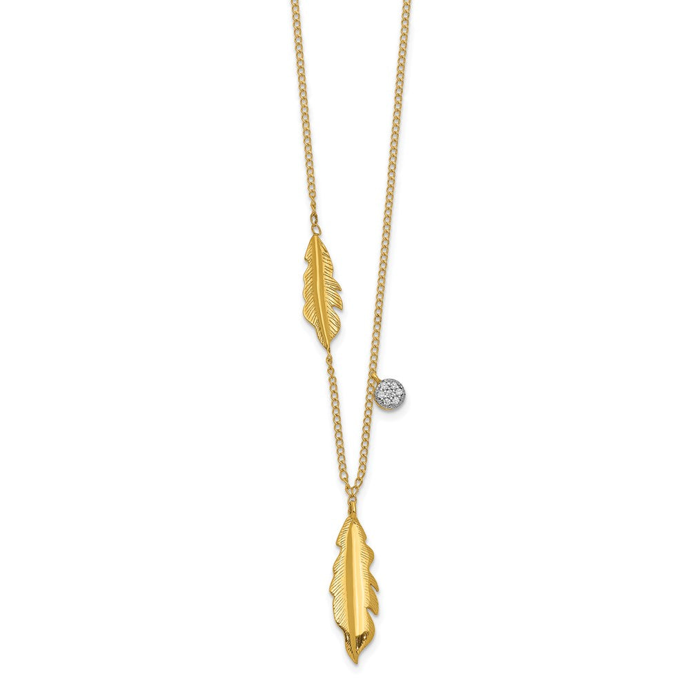 14k Diamond and Feathers 18 inch Necklace