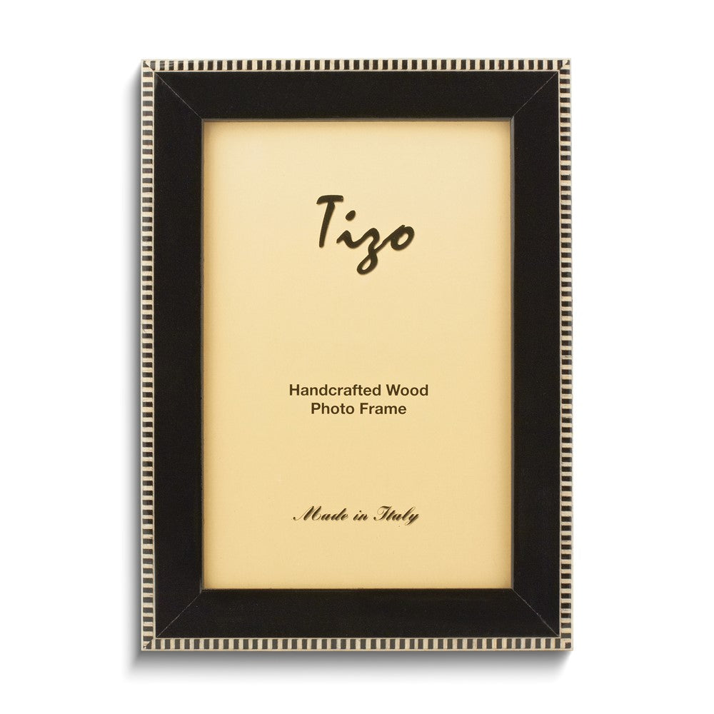 Black with Black and White Border 5x7 Handcrafted Wood Photo Frame