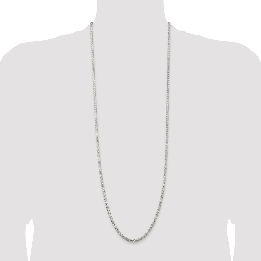 Sterling Silver Rhodium-plated 3mm Round Spiga Chain