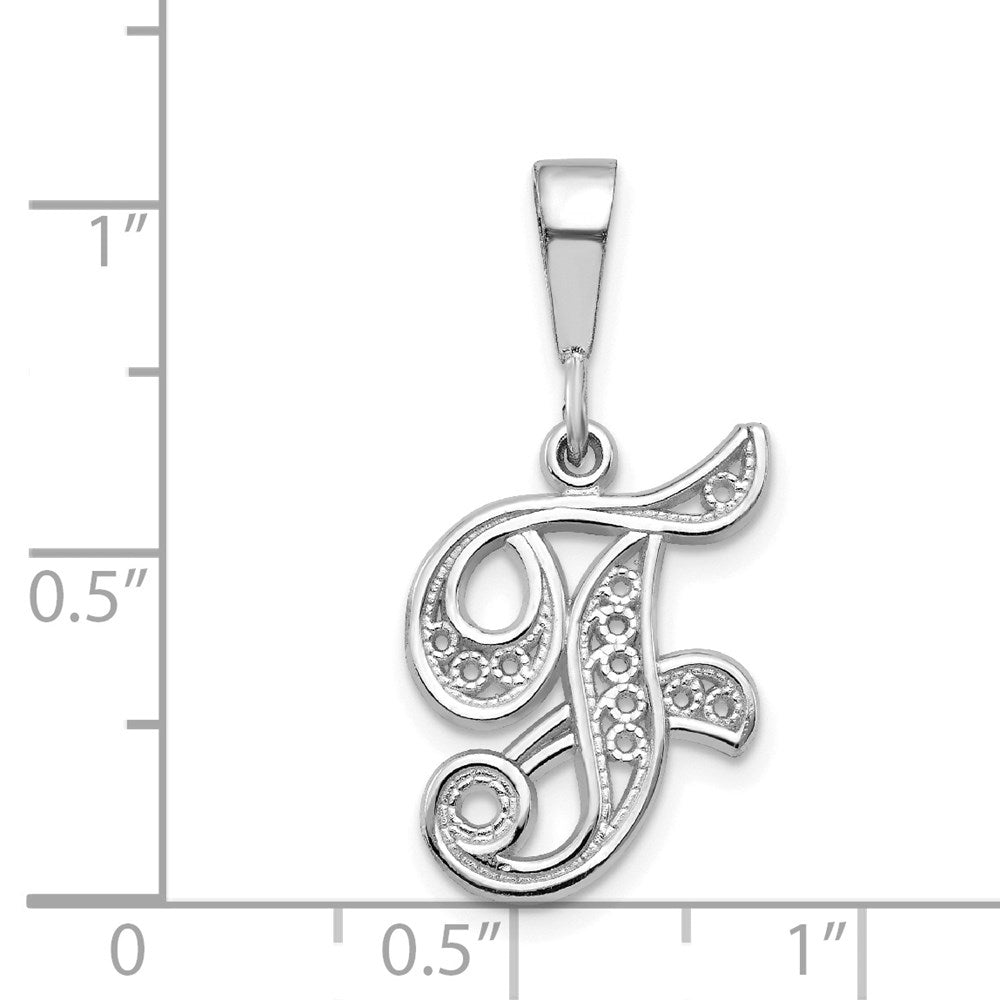 10KW Filigree Initial F Pendant