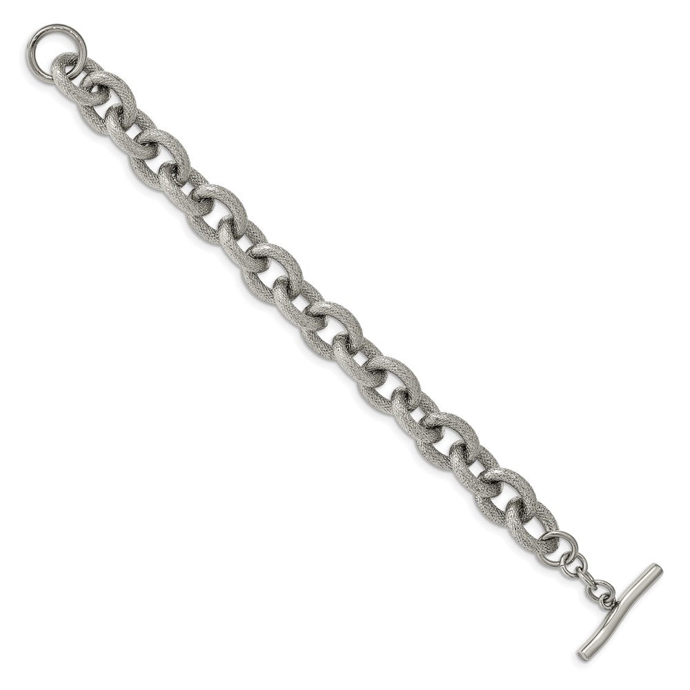 Stainless Steel Polished and Textured 7in Bracelet 7 inches