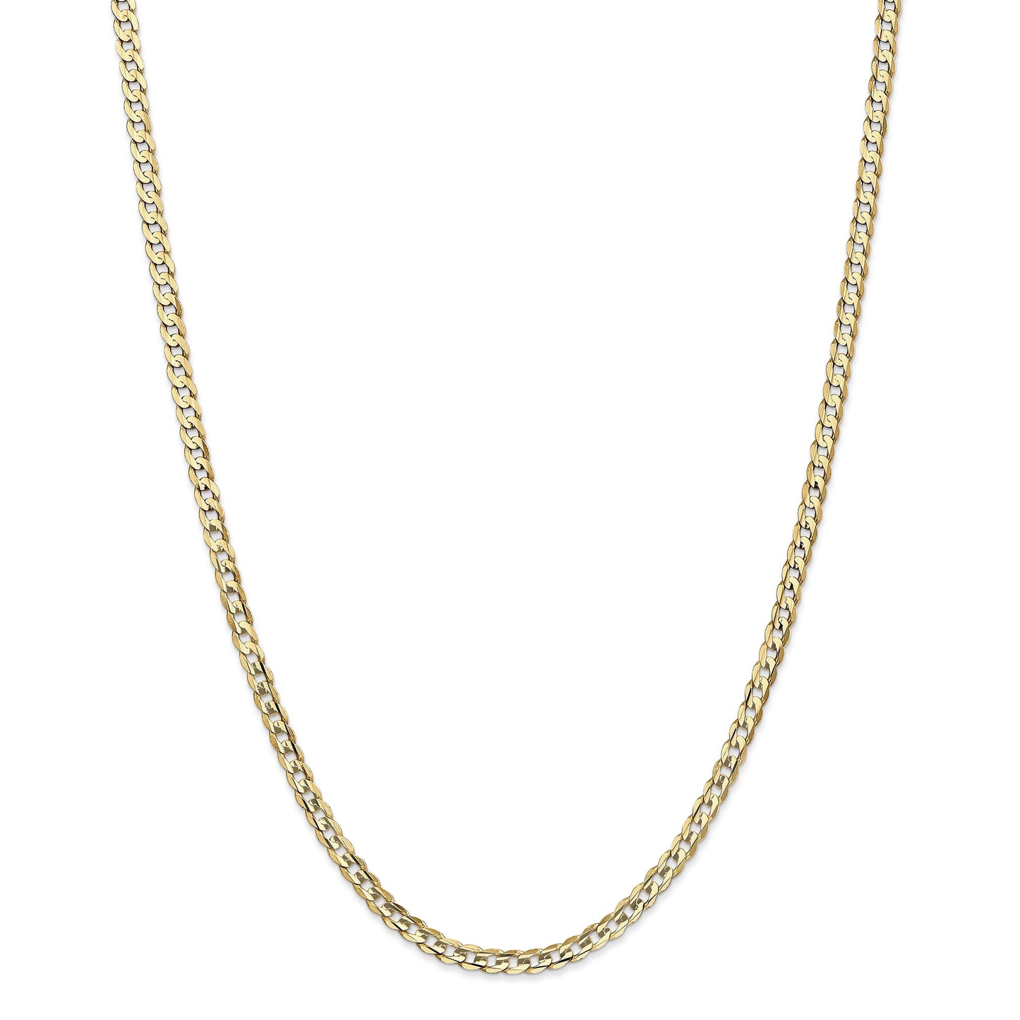 14K 26 inch 3.8mm Open Concave Curb with Lobster Clasp Chain