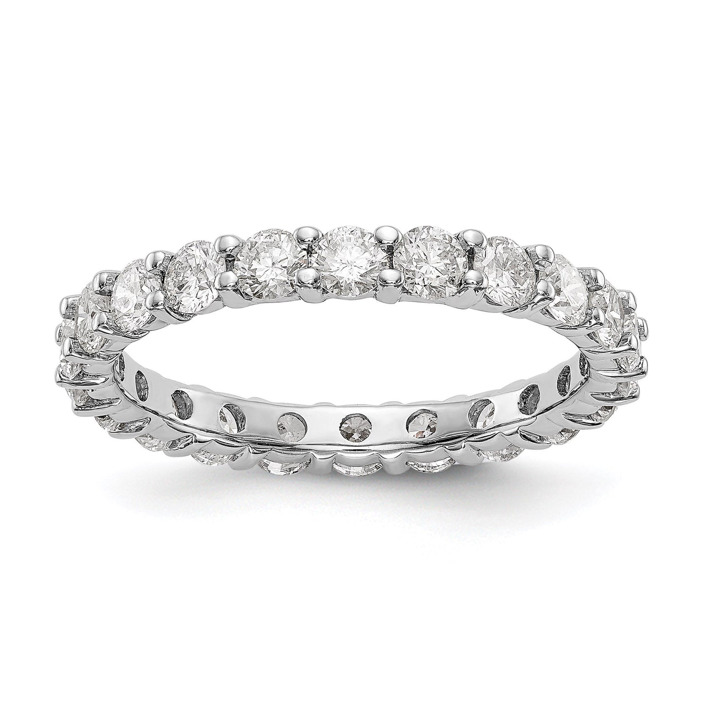 14k White Gold Polished Size 6.5 Shared Prong 2 carat Diamond Complete Eternity Band