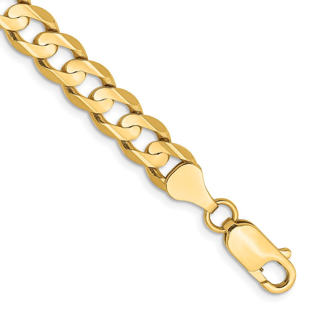 14K 7 inch 6.75mm Open Concave Curb with Lobster Clasp Bracelet 7 inches