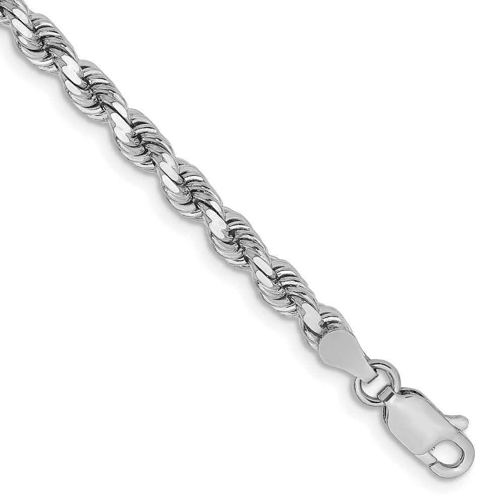 14K White Gold 8 inch 3.75mm Diamond-cut Rope with Lobster Clasp Chain 8 inches