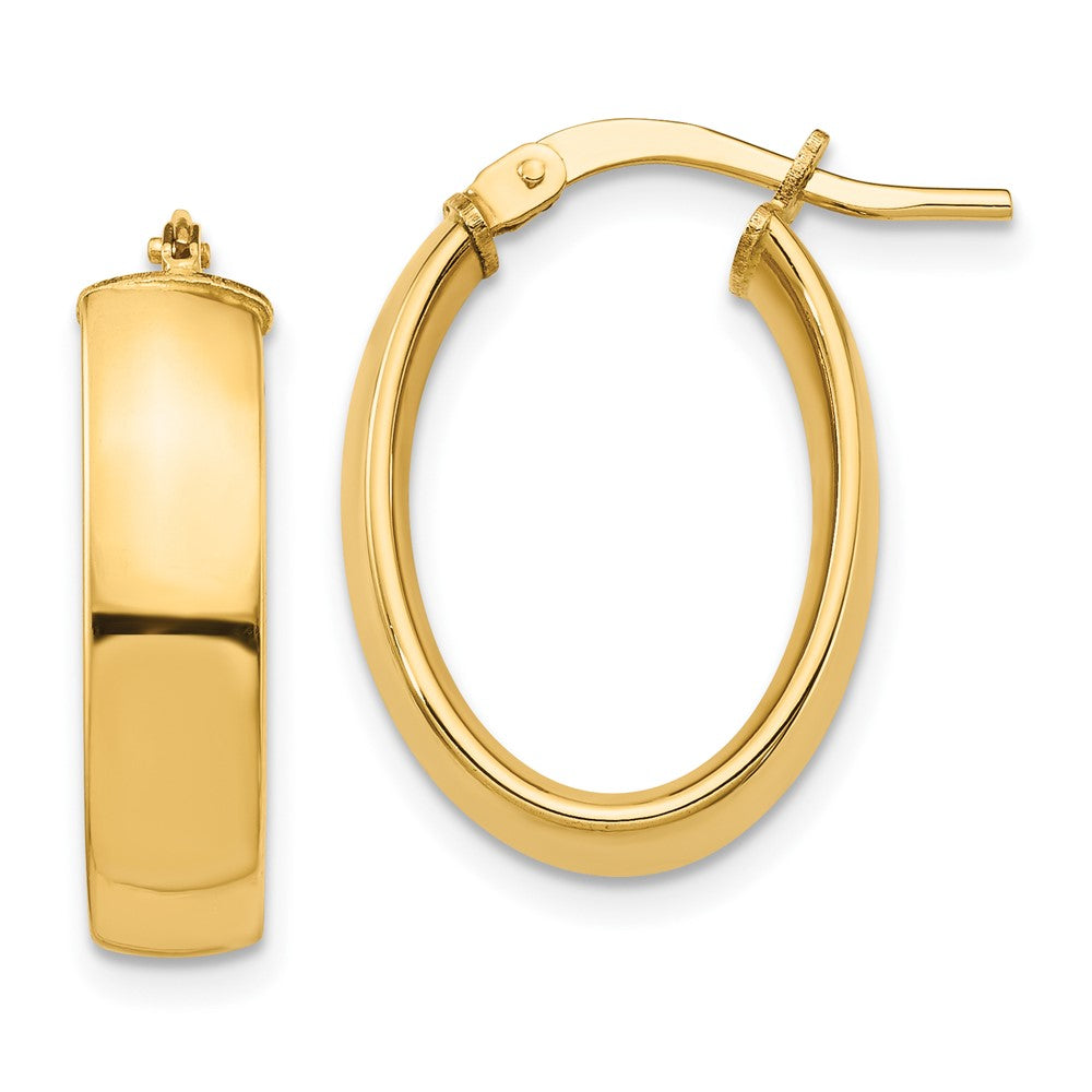 10k High Polished 5mm Oval Hoop Earrings