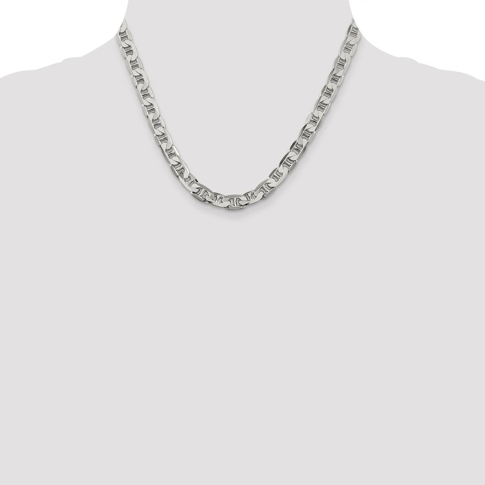 Sterling Silver 7mm Flat Anchor Chain 18 Inches