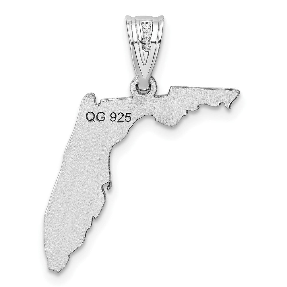 Sterling Silver/Rhodium-plated Florida State Pendant