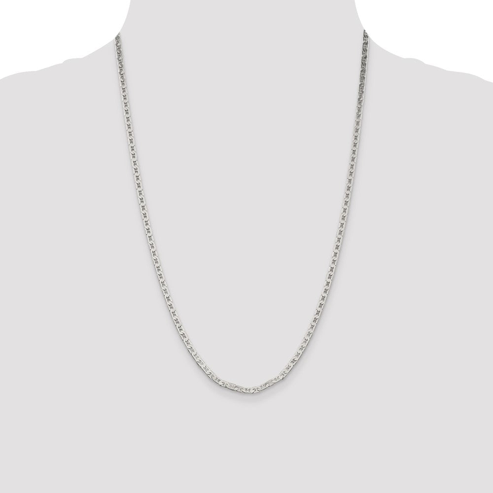 Sterling Silver 3mm Flat Anchor Chain 24 Inches