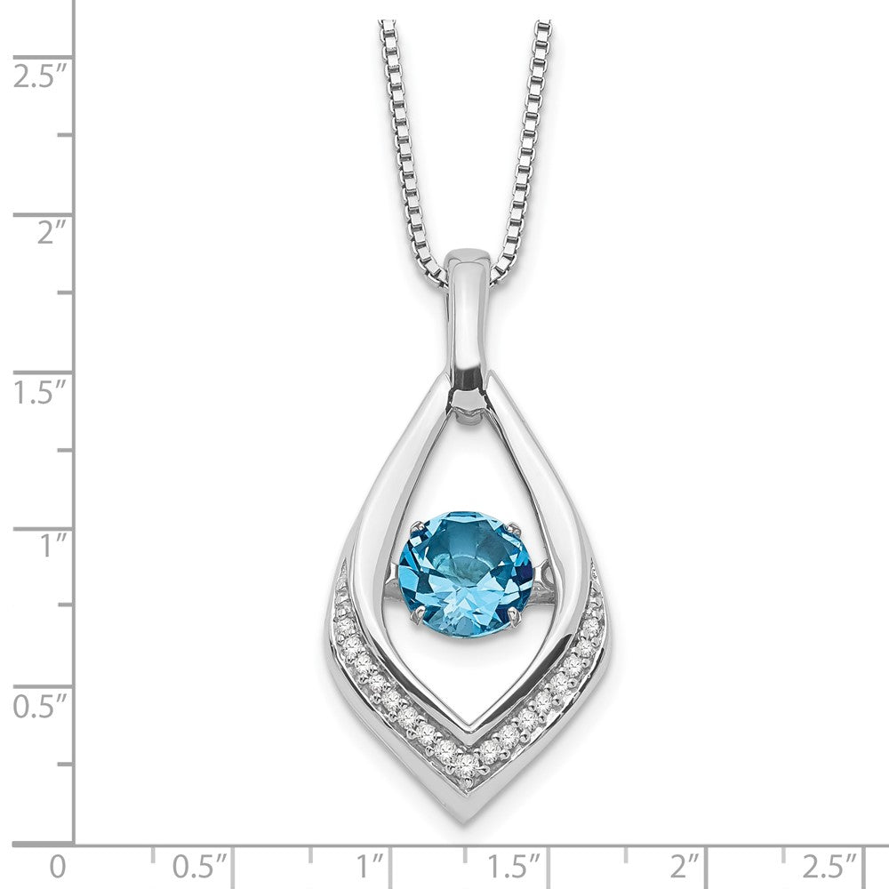 SS Blue Topaz & Diamond Pend w/ Chain
