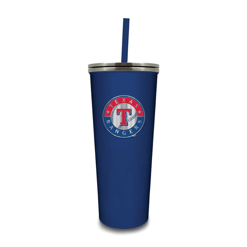 MLB Texas Rangers Stainless Steel 24 ounce Skinny Tumbler with Emblem and Straw