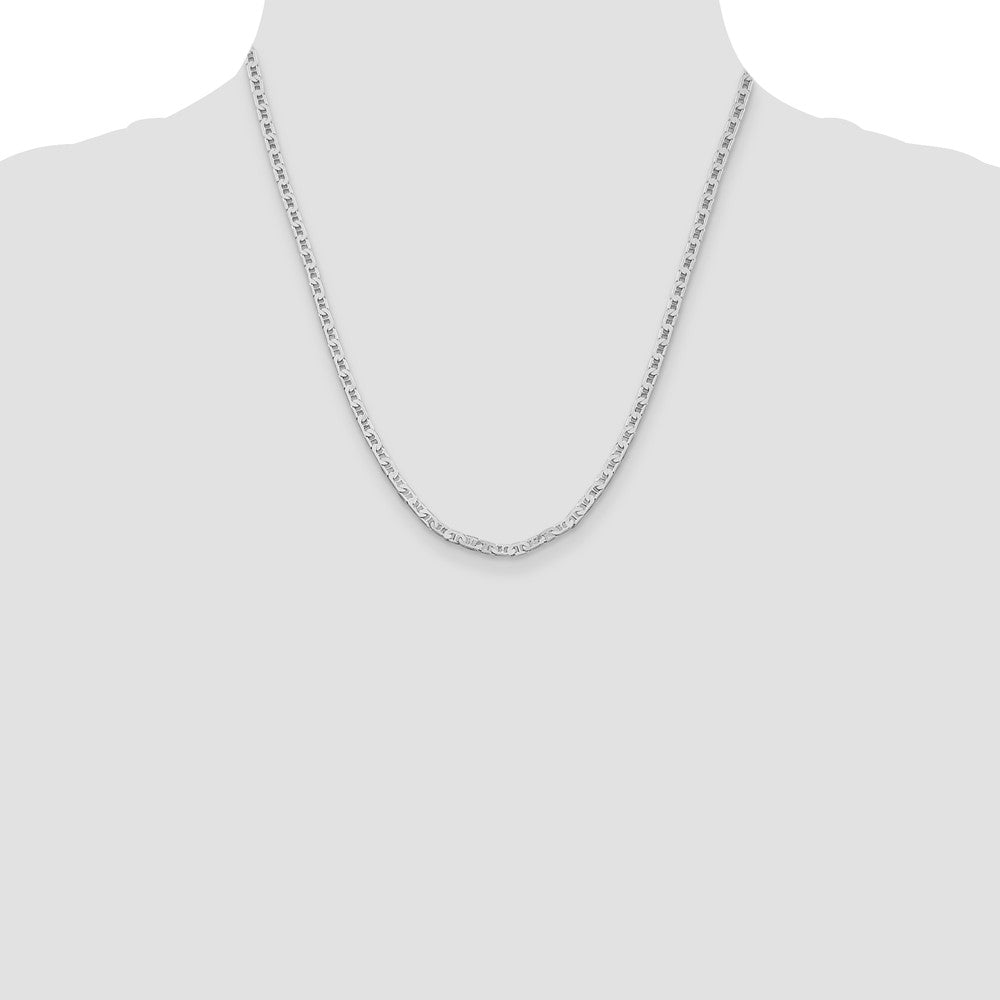 Sterling Silver Rhodium-plated 3mm Flat Anchor Chain 20 Inches