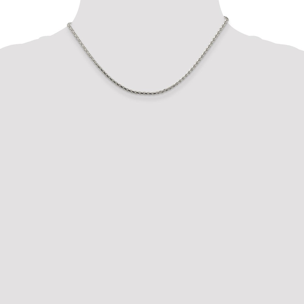 Sterling Silver 2.15mm Diamond-cut Round Spiga Chain 16 Inches