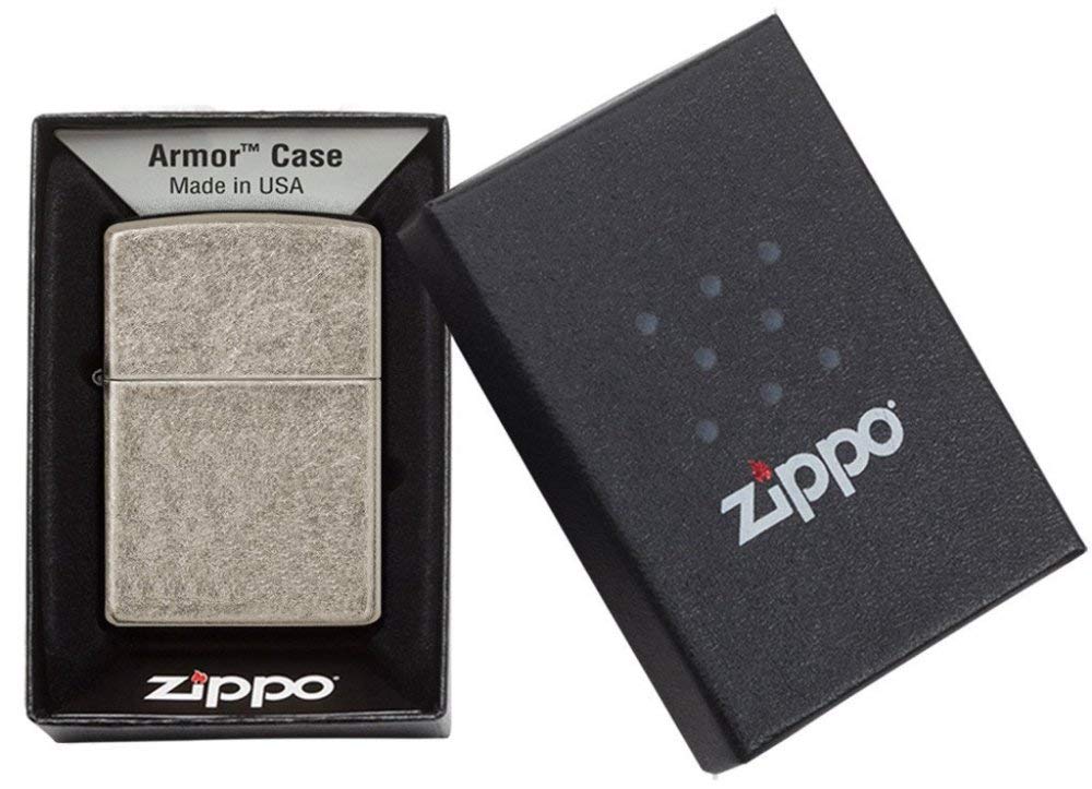 Zippo Armor Antique Silver Plate Pocket Lighter