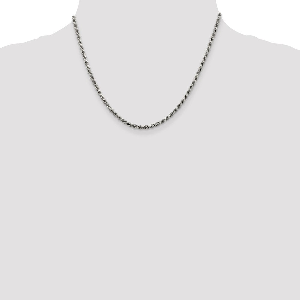 Sterling Silver Rhodium-plated 2.75mm Diamond-cut Rope Chain 18 Inches