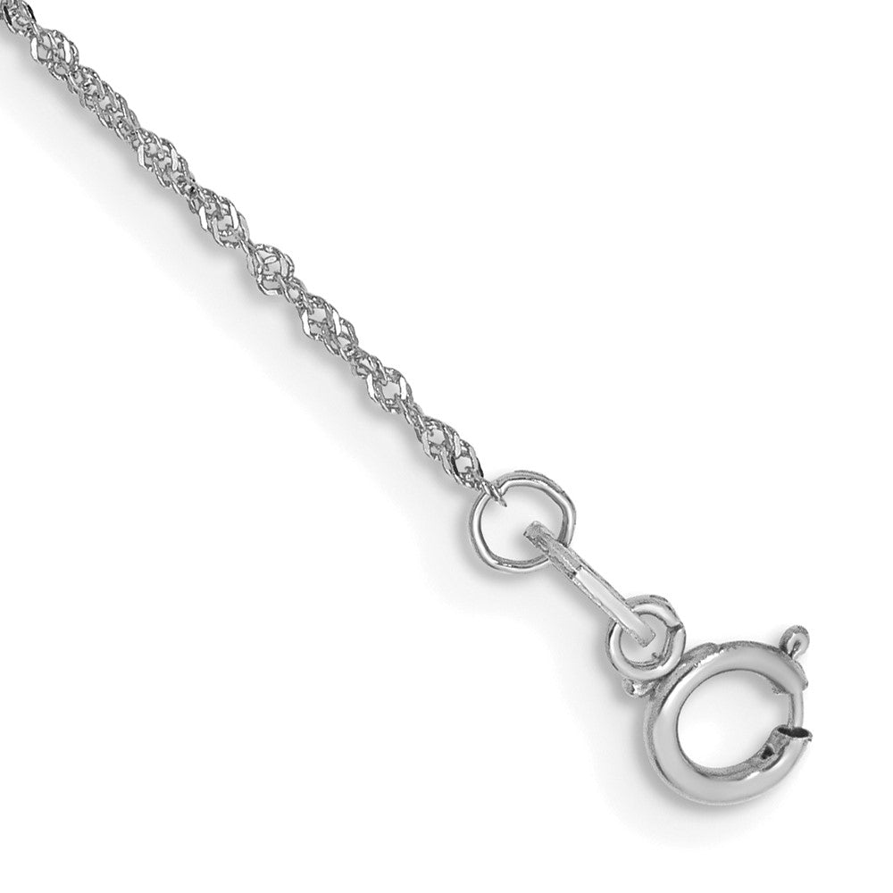 14K White Gold 5.5 inch 1mm Singapore with Spring Ring Clasp Chain 5.5 inches
