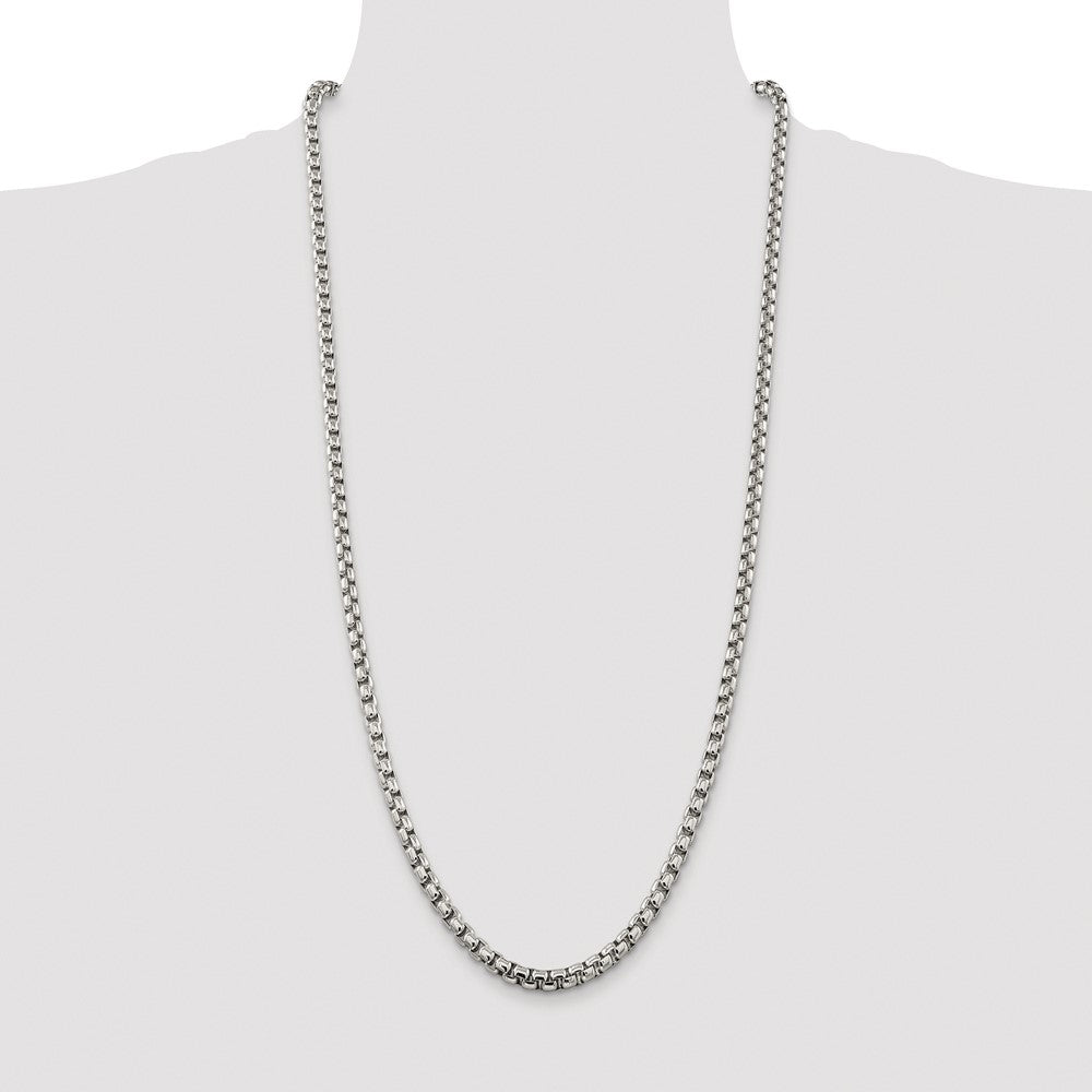 Sterling Silver Rhodium-plated 5.2mm Round Box Chain