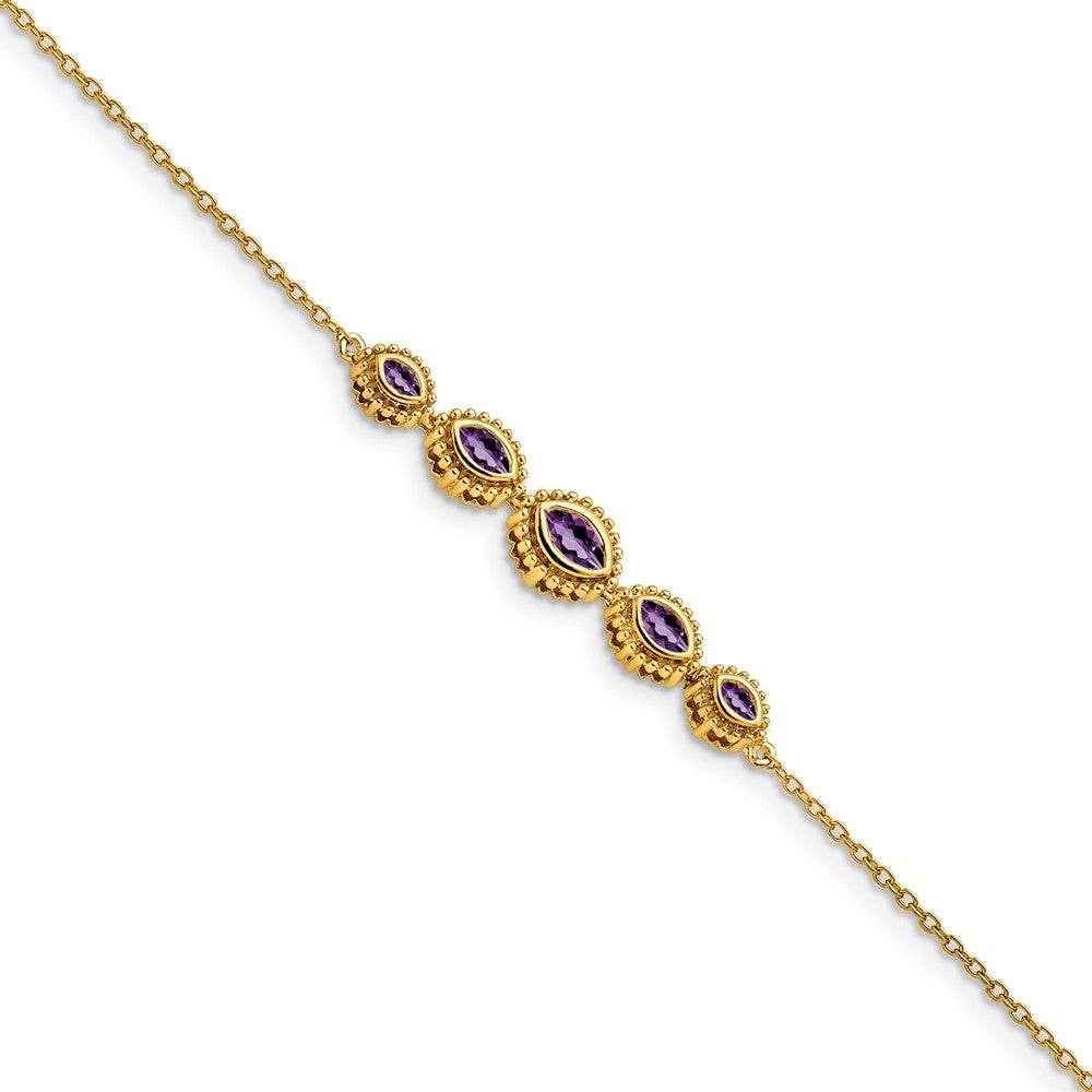 14k Marquise Amethyst Bracelet 7 inches