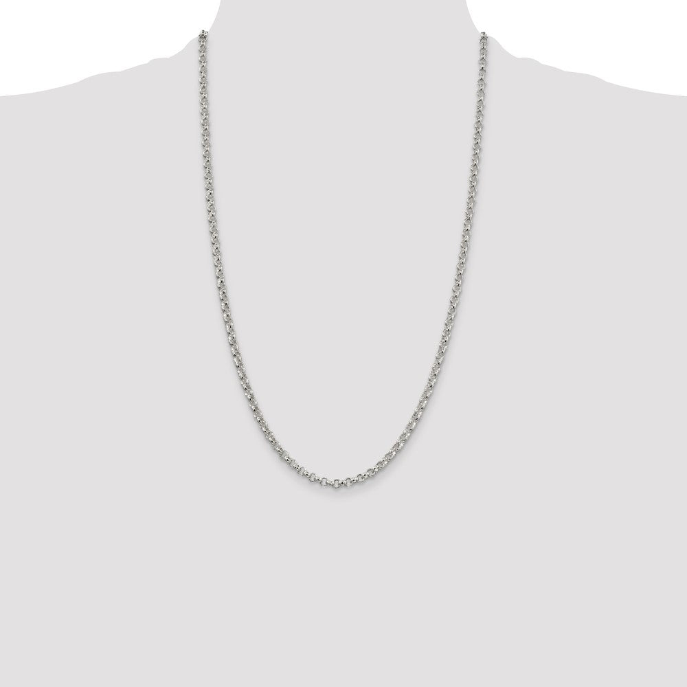 Sterling Silver 4mm Rolo Chain 26 Inches