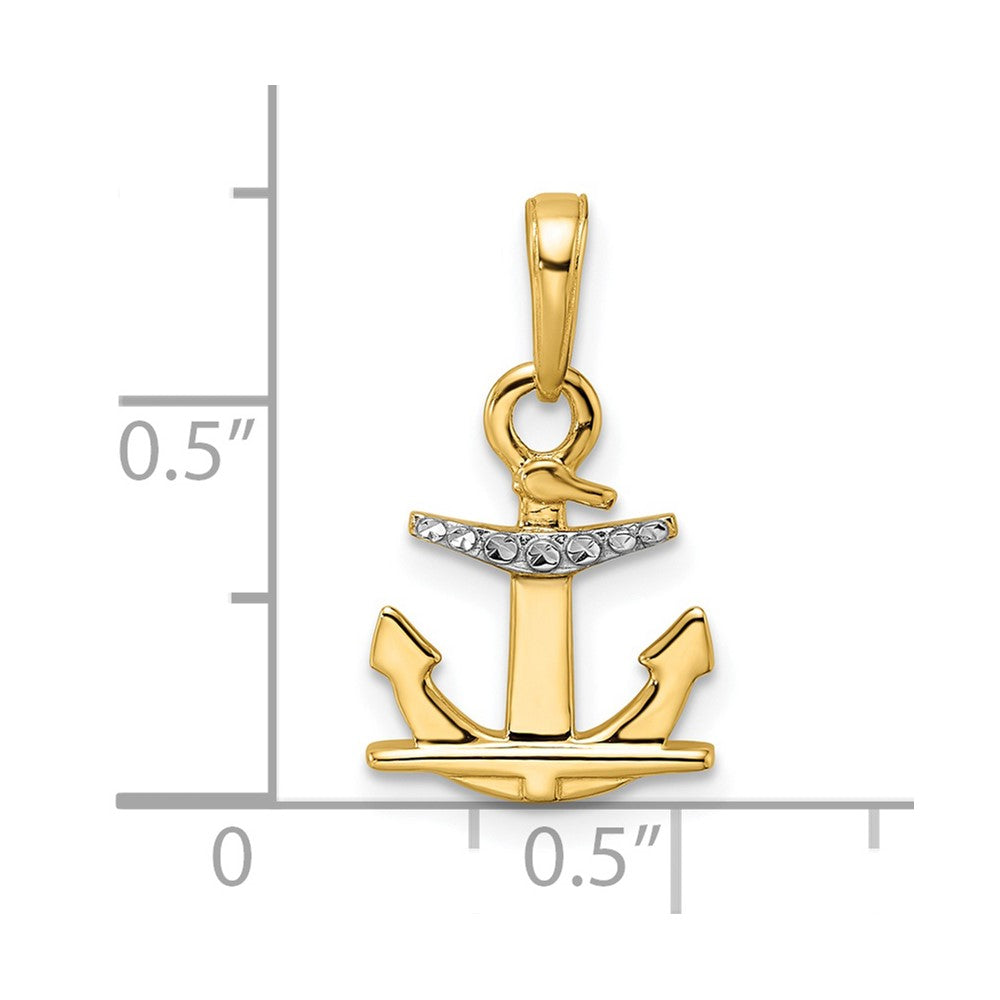 14k/White Rhodium D/C Anchor Pendant