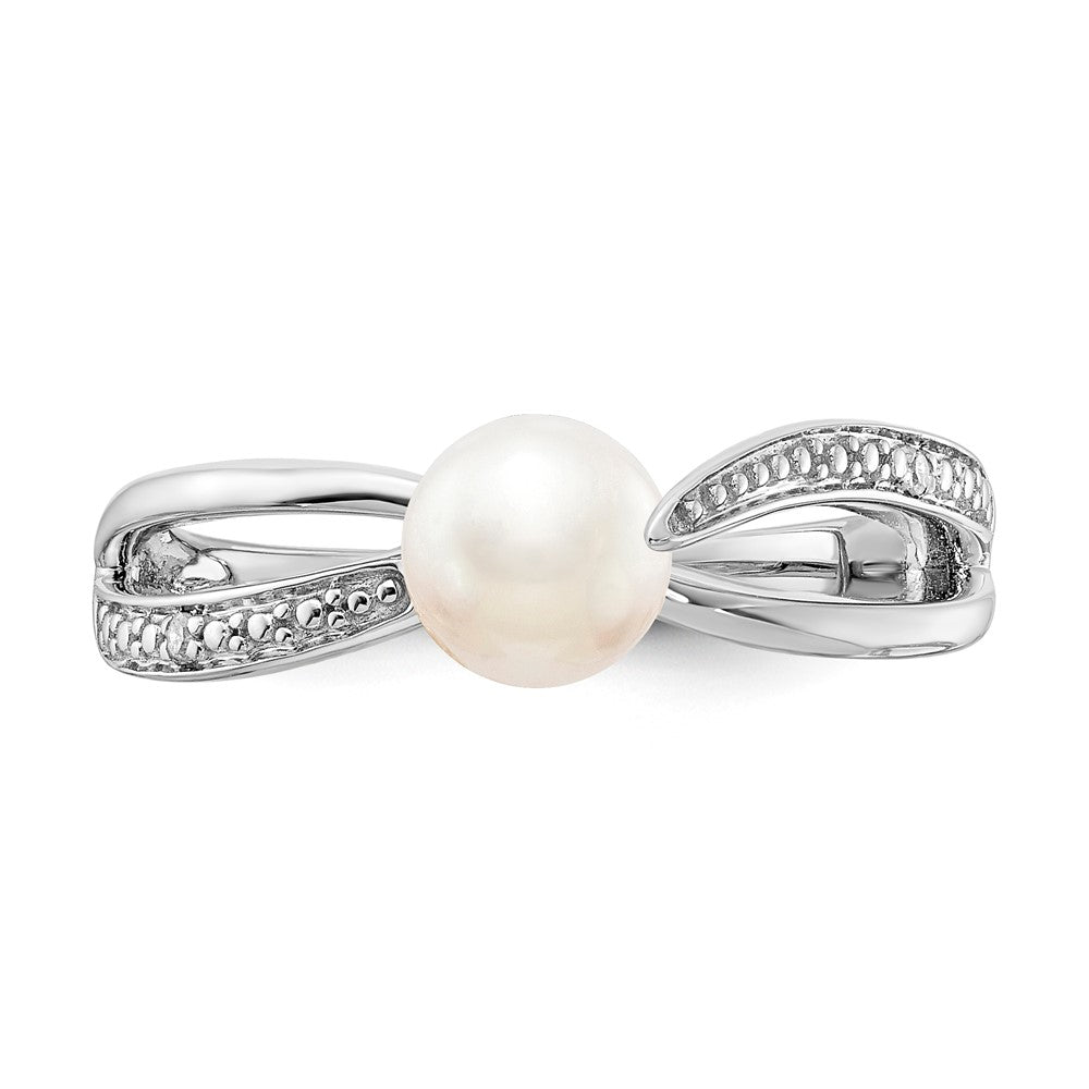 Sterling Silver Pearl & Diamond Ring