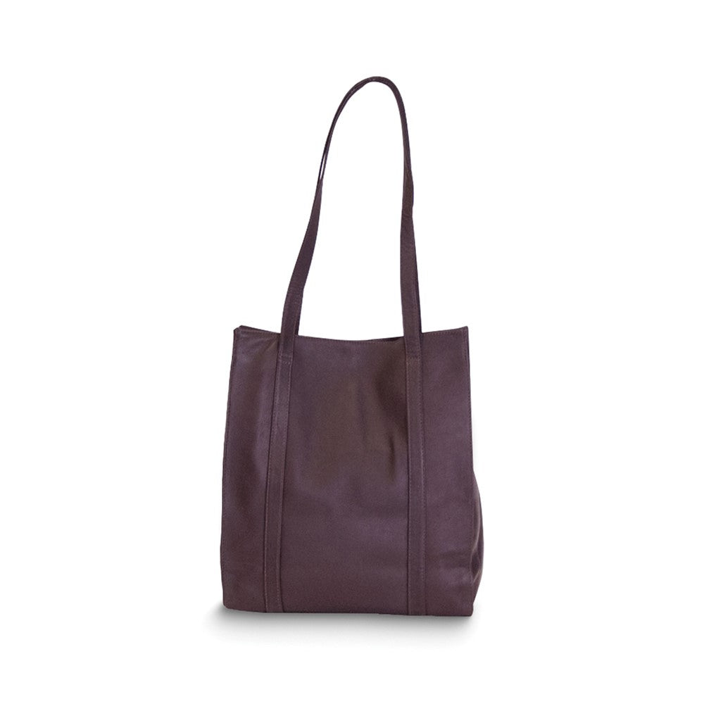 Caf‚ Top Grain Cowhide Leather Snap-Top Tote Bag with Front Pocket and Interior Divider