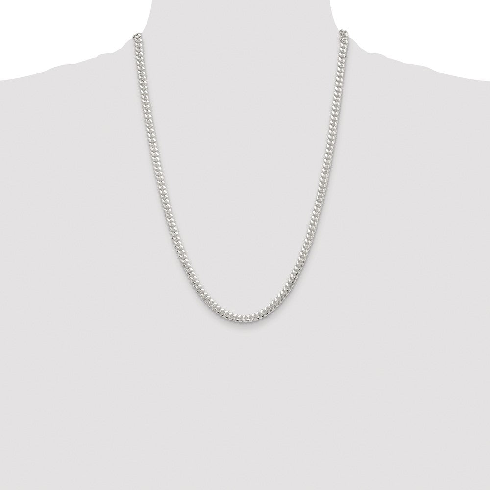 Sterling Silver Rhodium-plated Polished 5.7mm Domed Curb Chain